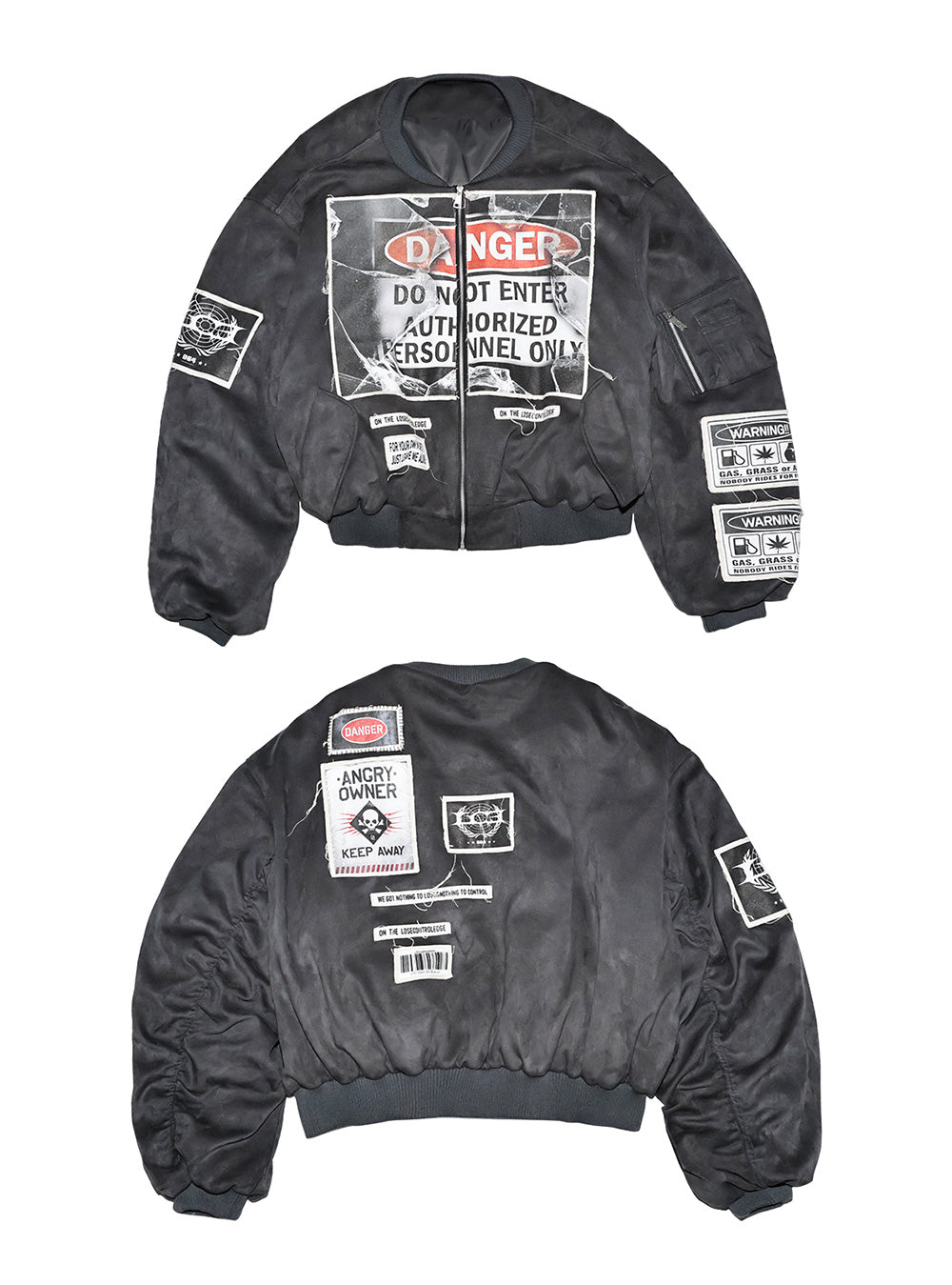 ジャケット・アウター LCE Bomber Jacket with Warning Patches Warning Patch Oversized Bomber Jacket – 192Humanity