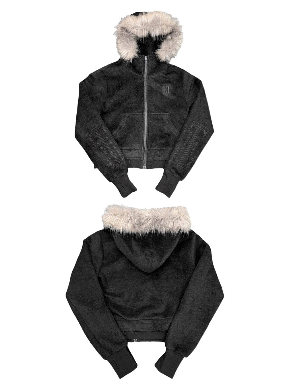 Cross Print Hooded Jacket