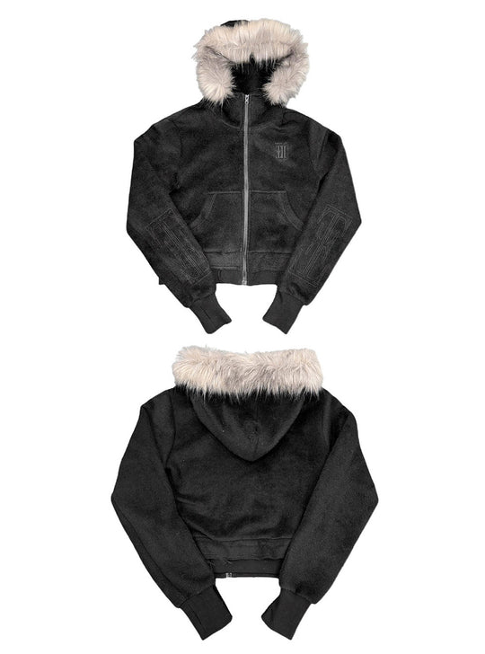 Cross Print Hooded Jacket