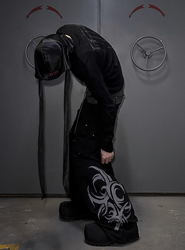 Tribal Print Wide-Leg Baggy Pants