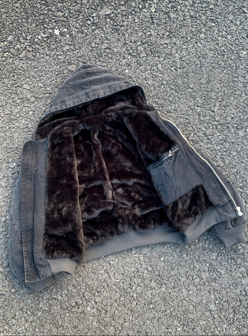 Detachable Faux Fur Collar Jacket (Washed Black)