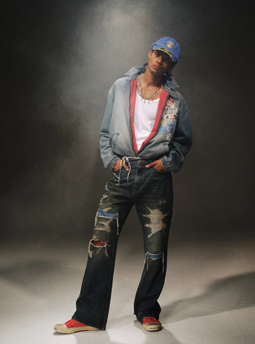 Distressed Boro Denim Jeans
