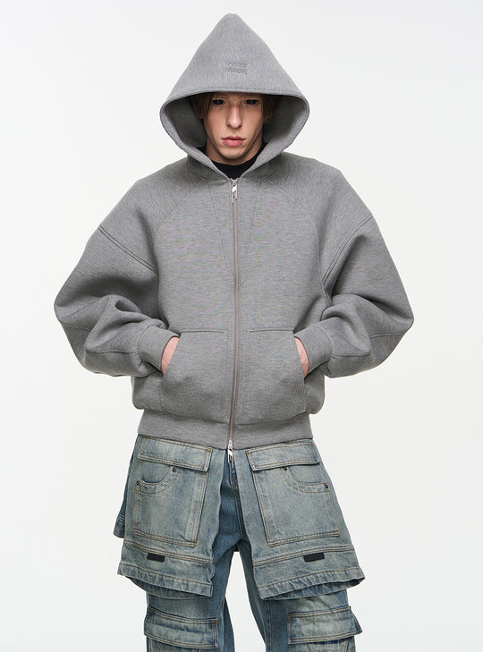 TWO-TONE HOODED SWEAT JACKET