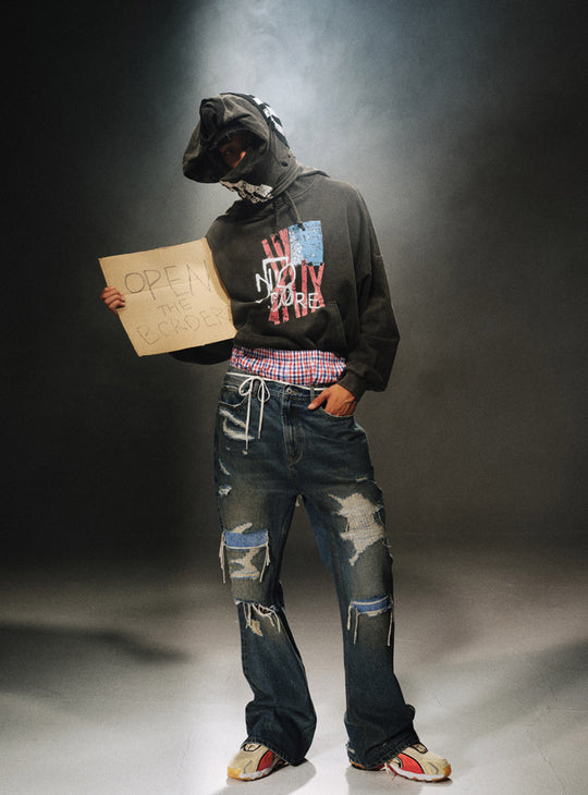 Distressed Boro Denim Jeans