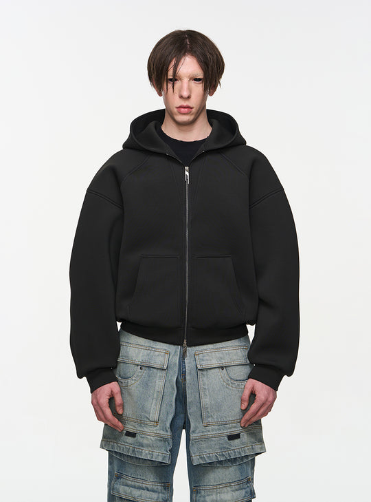 TWO-TONE HOODED SWEAT JACKET