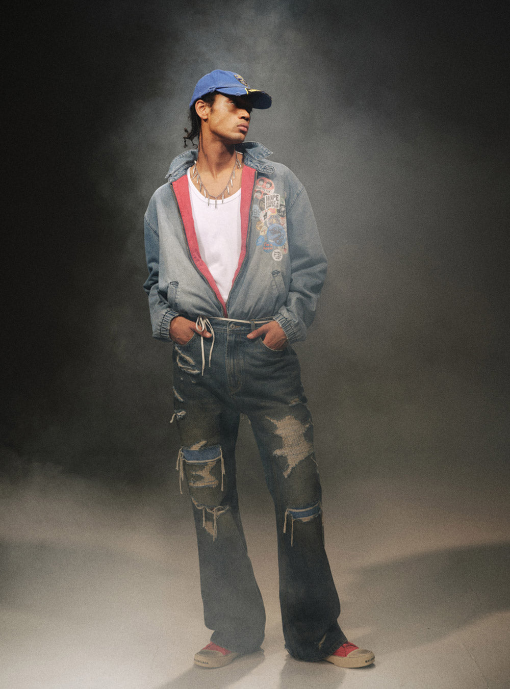 Distressed Boro Denim Jeans