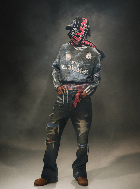 Distressed Boro Denim Jeans