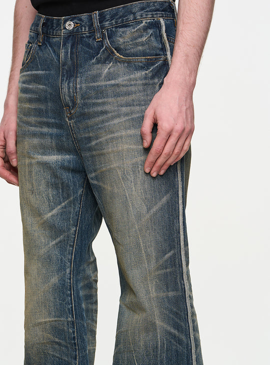 Blue Washed Bootcut Jeans