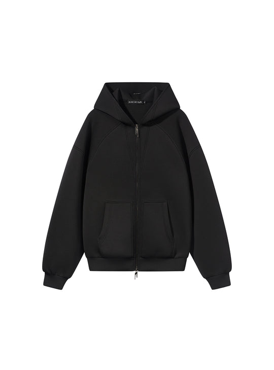 TWO-TONE HOODED SWEAT JACKET