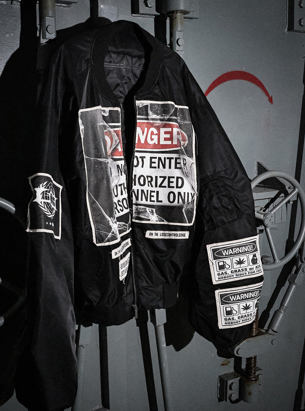 ジャケット・アウター LCE Bomber Jacket with Warning Patches Warning Patch Oversized Bomber Jacket – 192Humanity