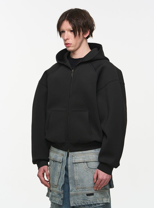 TWO-TONE HOODED SWEAT JACKET