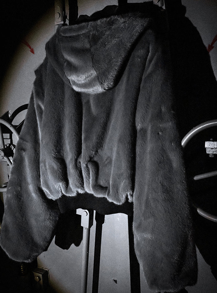 Faux Fur Collar Vintage Look Faux Leather Bomber Jacket