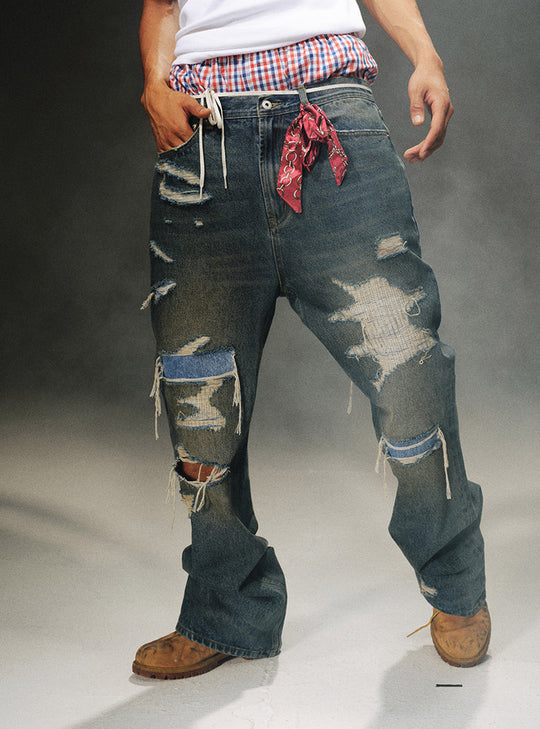 Distressed Boro Denim Jeans