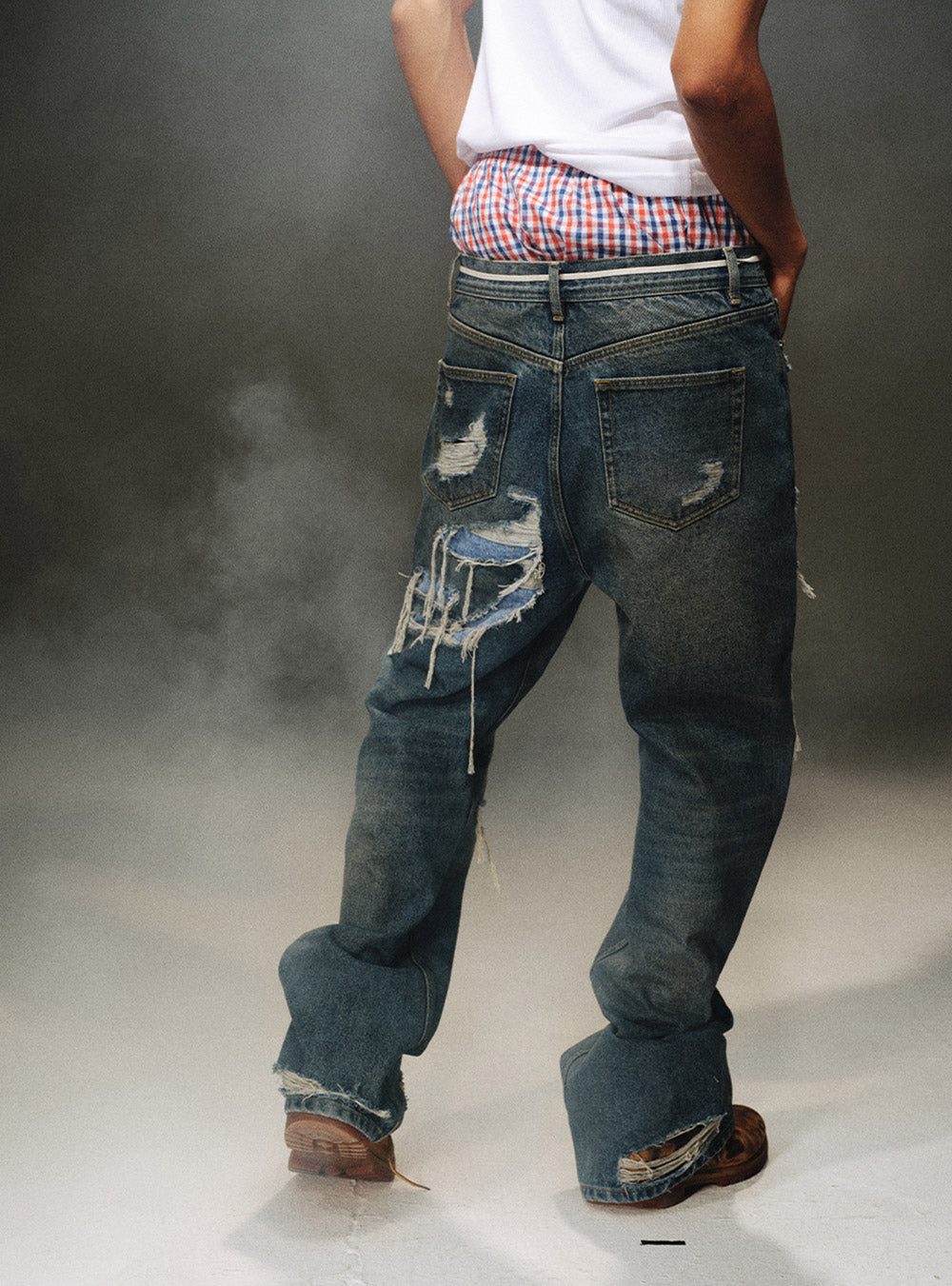 Distressed Boro Denim Jeans