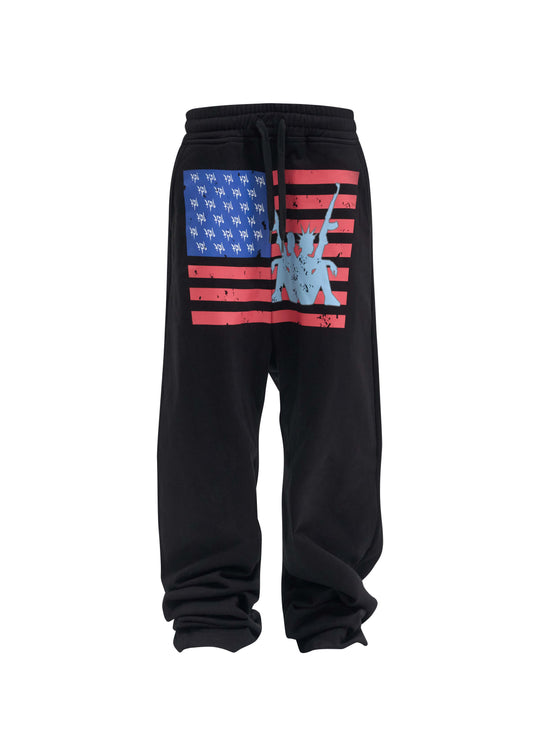 Distressed Flag Printed Jogger Pants (2color)