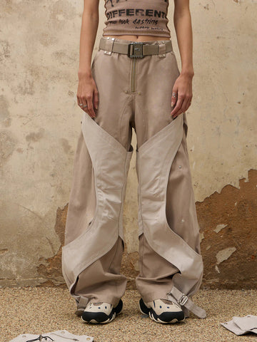 Asymmetrical Detach-Pocket Work Pants