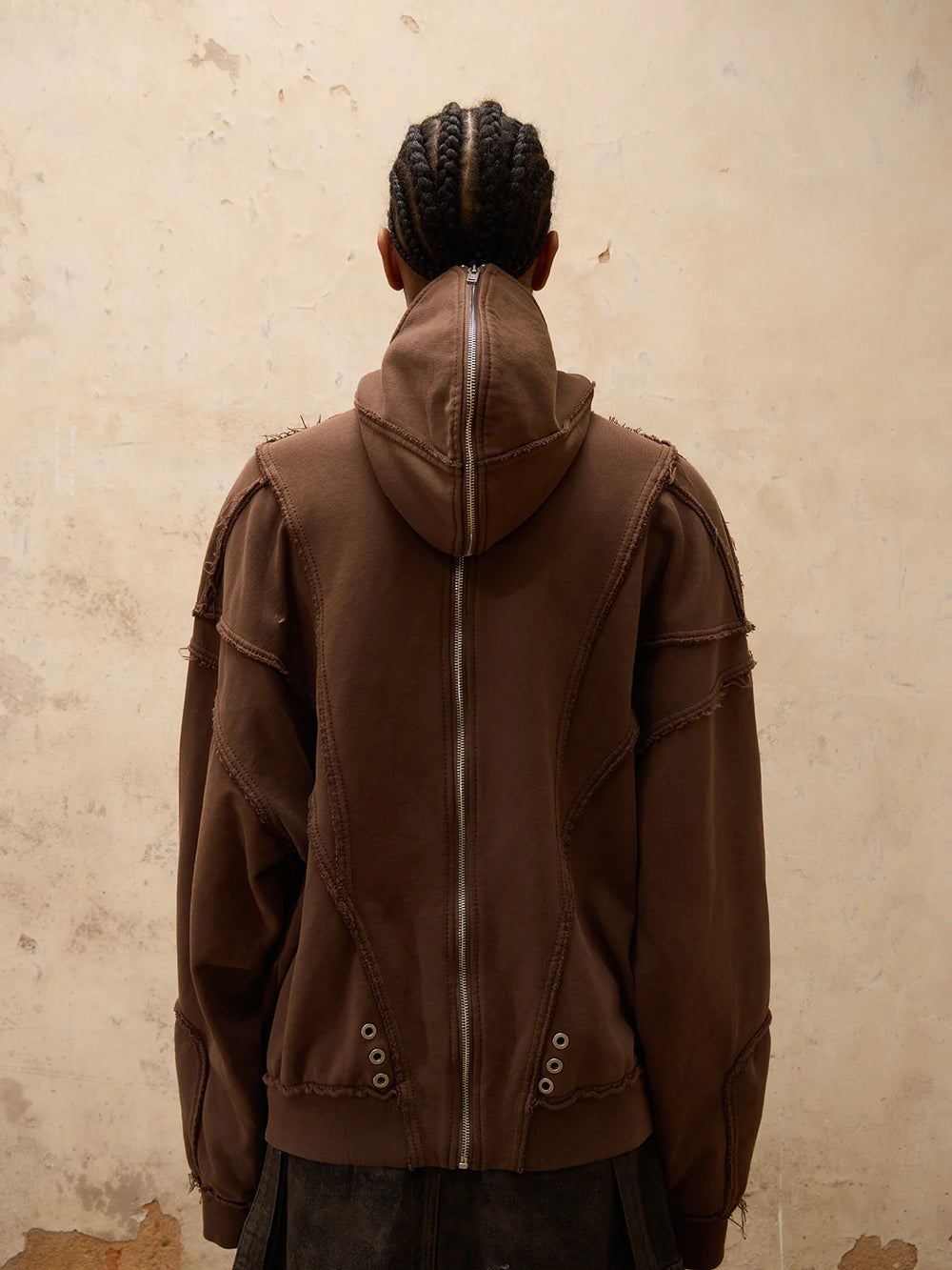 Segmented Disassembly Structure Zip Hoodie