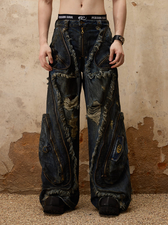 Destroyed Vintage Denim Pants