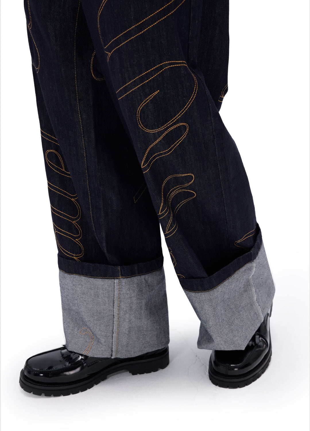 Calligraphic Wide Denim Pants