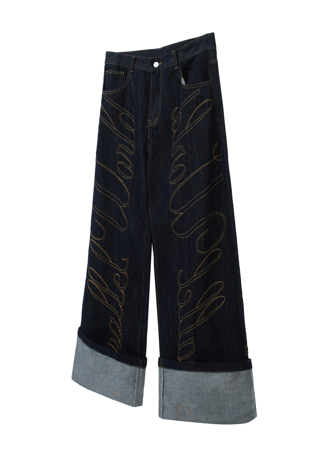 Calligraphic Wide Denim Pants