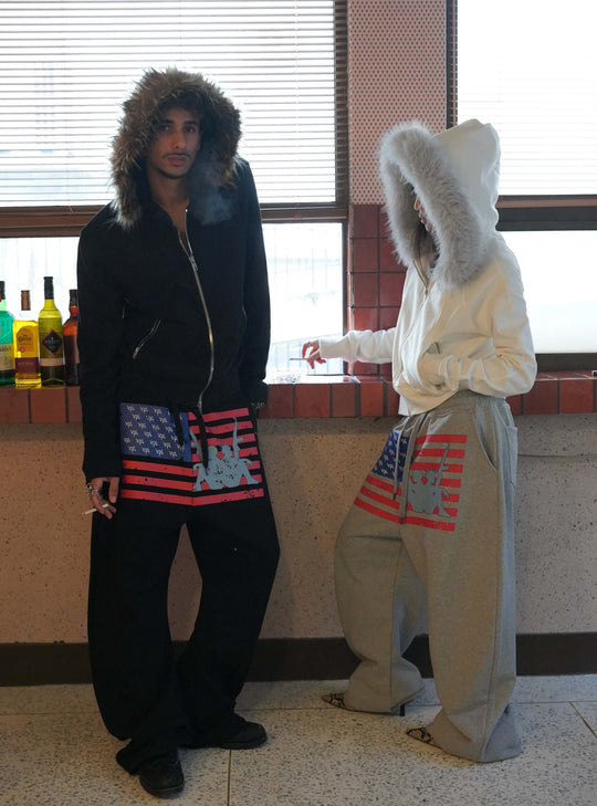 Distressed Flag Printed Jogger Pants (2color)