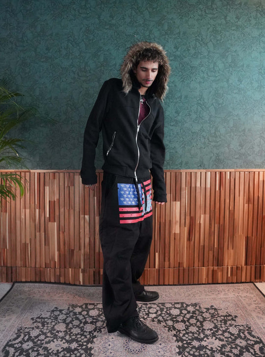 Distressed Flag Printed Jogger Pants (2color)