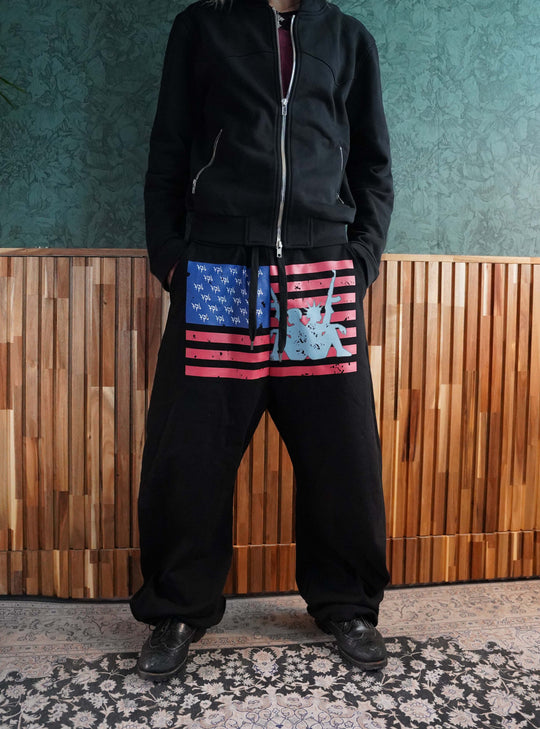 Distressed Flag Printed Jogger Pants (2color)