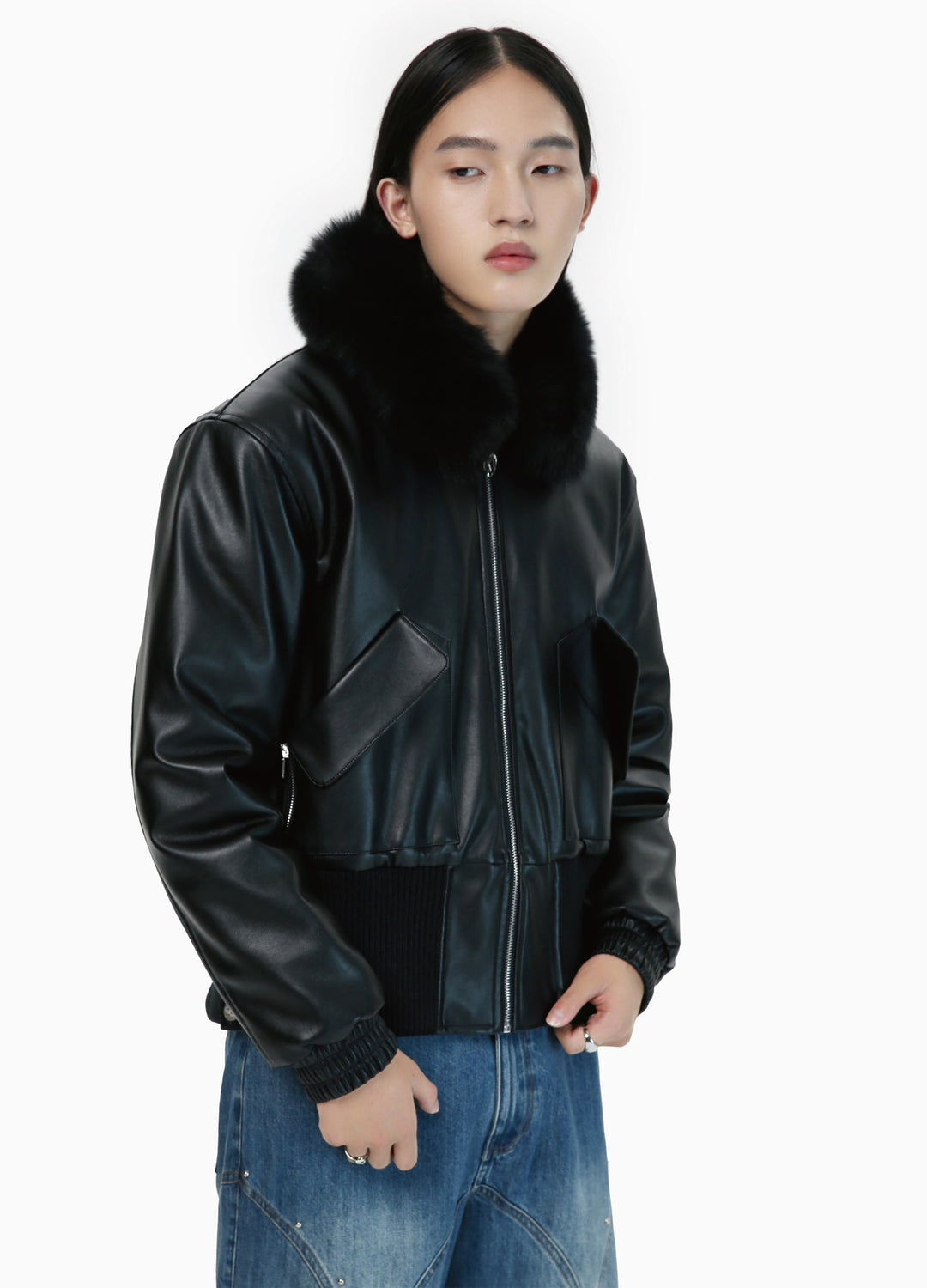 Leather with Detachable Fur Jacket