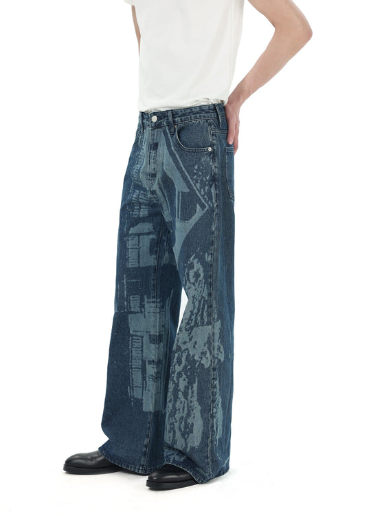 Flared with Graphic Denim