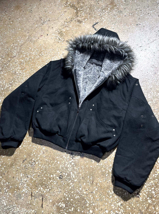 Reversible Sculpted Fur Bomber Jacket