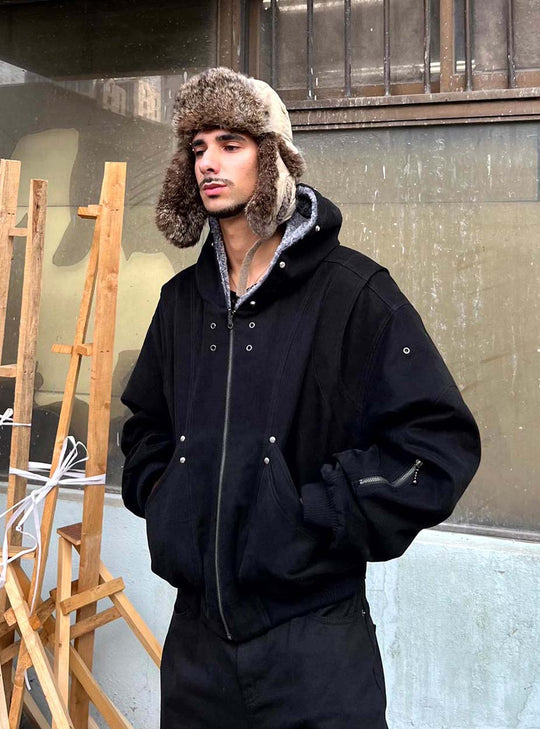 Reversible Sculpted Fur Bomber Jacket