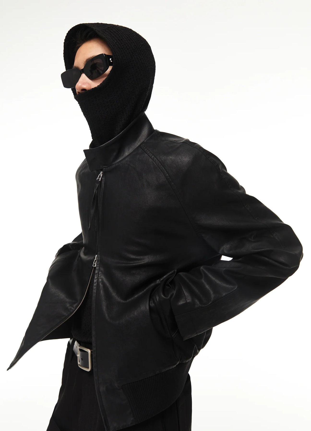 90s vintage short leather jacket （ S ） Vintage 90s Wilson's Leather Side Lace Moto Cafe Racer