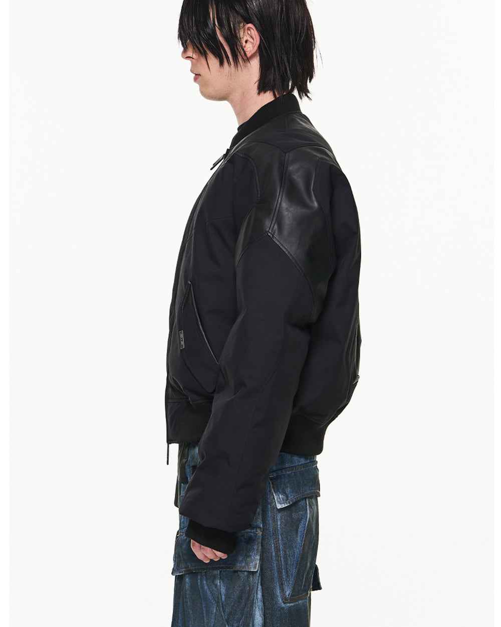 Mechanical Splice Lamb's Sleeve Bomber Coat