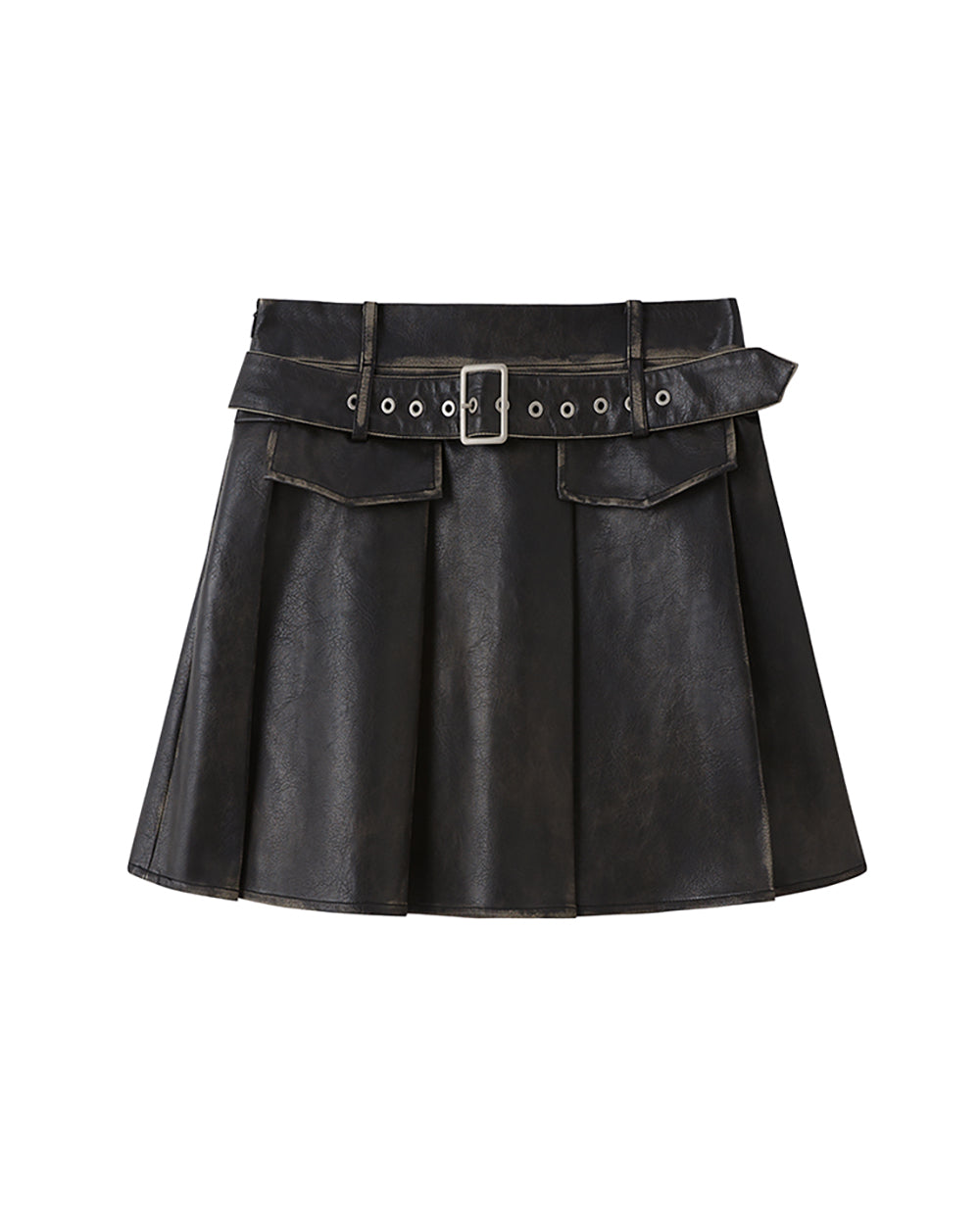 Leather pleated outlet skirt 50s