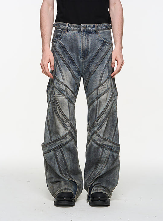 Washing Loose Distressed Denim Pants